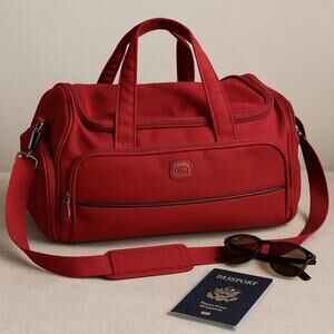 Brics Red Duffel Bag Travel Carry On Canvas Weekender Men Women Gym